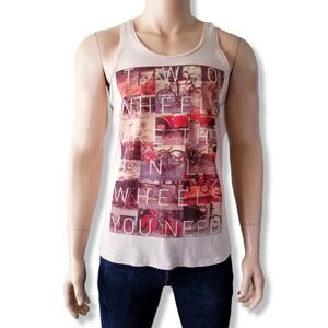 H&M Vintage Bicycle Print "Two Wheels Are The Only Wheels You Need" Tank Top